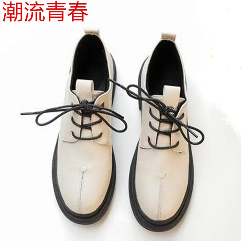Женские повседневные туфли винтажные удобные на шнуровке круглый носок