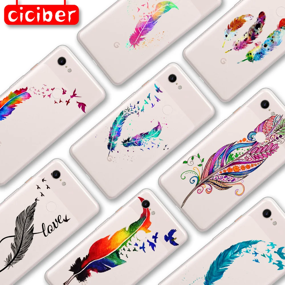 

Color Feather Case For Google Pixel 4 5 3 2 XL Cover for Pixel 3a 4a XL 5G Soft Silicone TPU Luxury Shockproof Phone Back Fundas