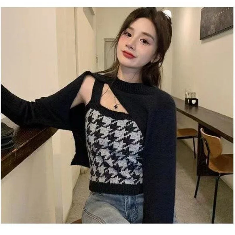 

Two-piece Dress of Knitted Sweater Women 2021 Early Autumn New Korean Style