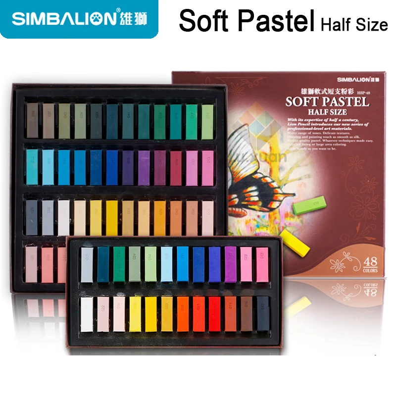 

Simbalion 24/48 Colors Soft Pastel Colored Chalk half size Drawing Art Supplies