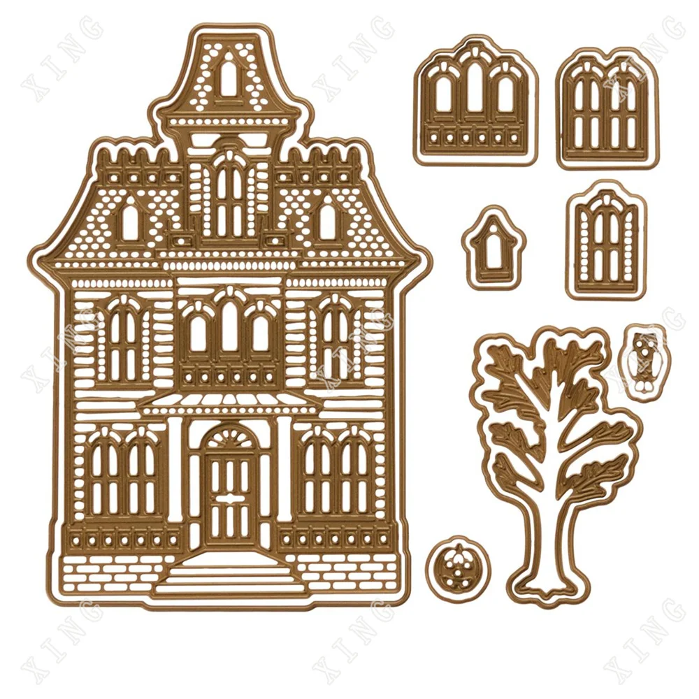 

New 3d Christmas Haunted House Pumpkin Tree Metal Cutting Dies Make Diy Greeting Card Scrapbook Craft Knife Blade Punch Stencils