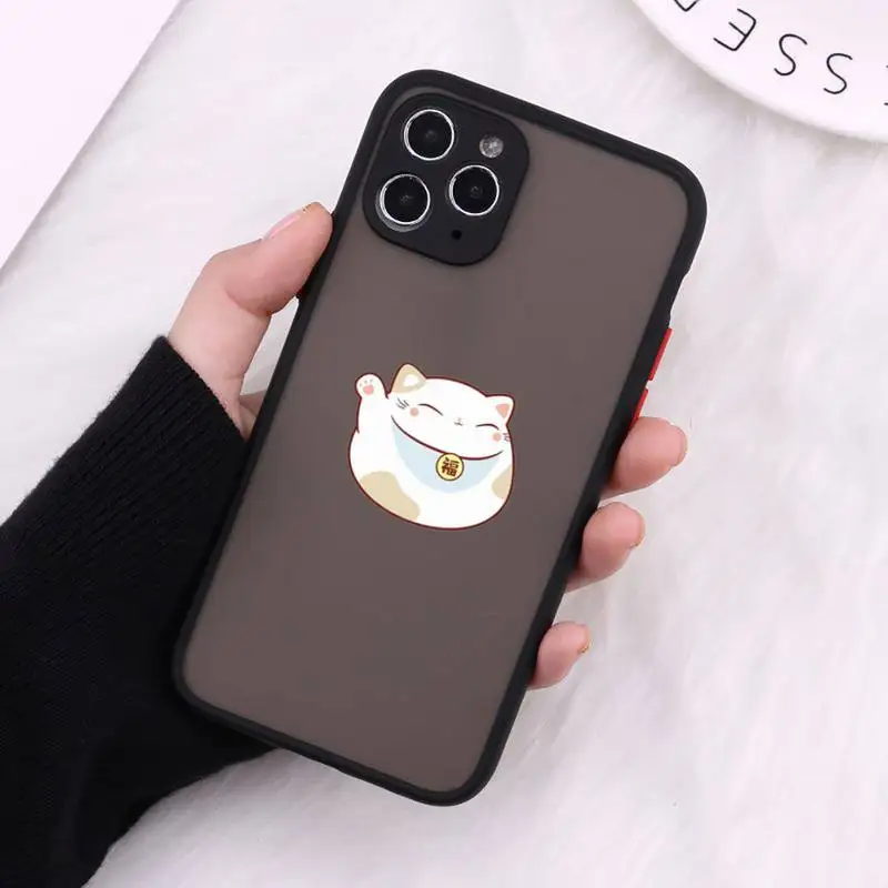 

Japanese Koi Fish Lucky Cat Phone Case Matte Transparent For iPhone 12 Mini 11 Pro XR XS Max 7 8 Plus
