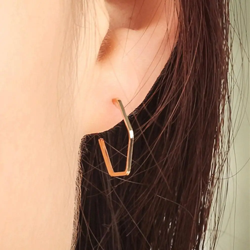 2 пары святить шестиугольник серьги для женщин металлические геометрические boucles