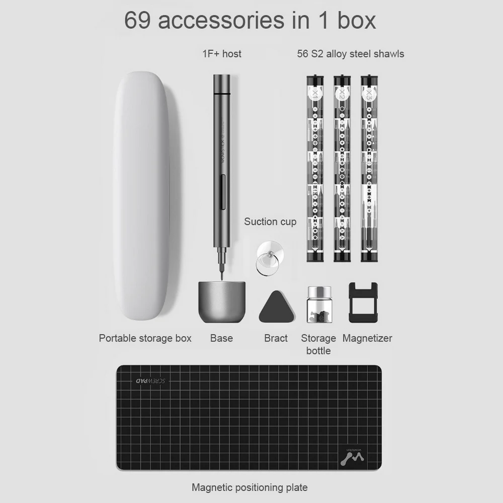 Беспроводная электрическая отвертка WOWSTICK 1F + Micro USB 56 отвертки всего для DIY Набор