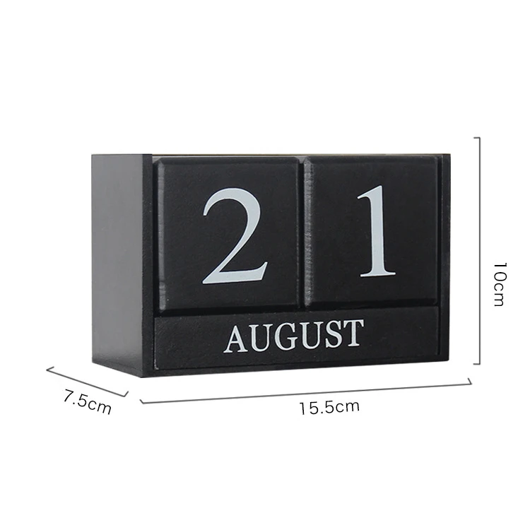 

1PC Wooden Creative Desktop Calendar Vintage Perpetual Calendar Decor Home Study Office Desktop Accessories Photography Props