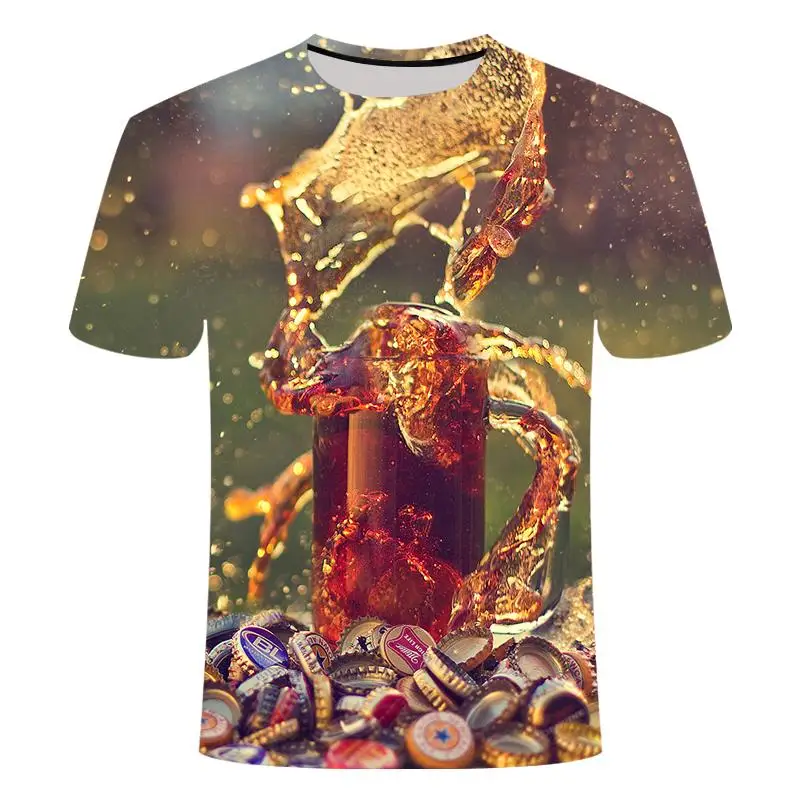 

2020 new hip-hop men's T-shirt 3D printing male burger beer bottle poker T-shirt breathable quick-drying short shirt fashion c s