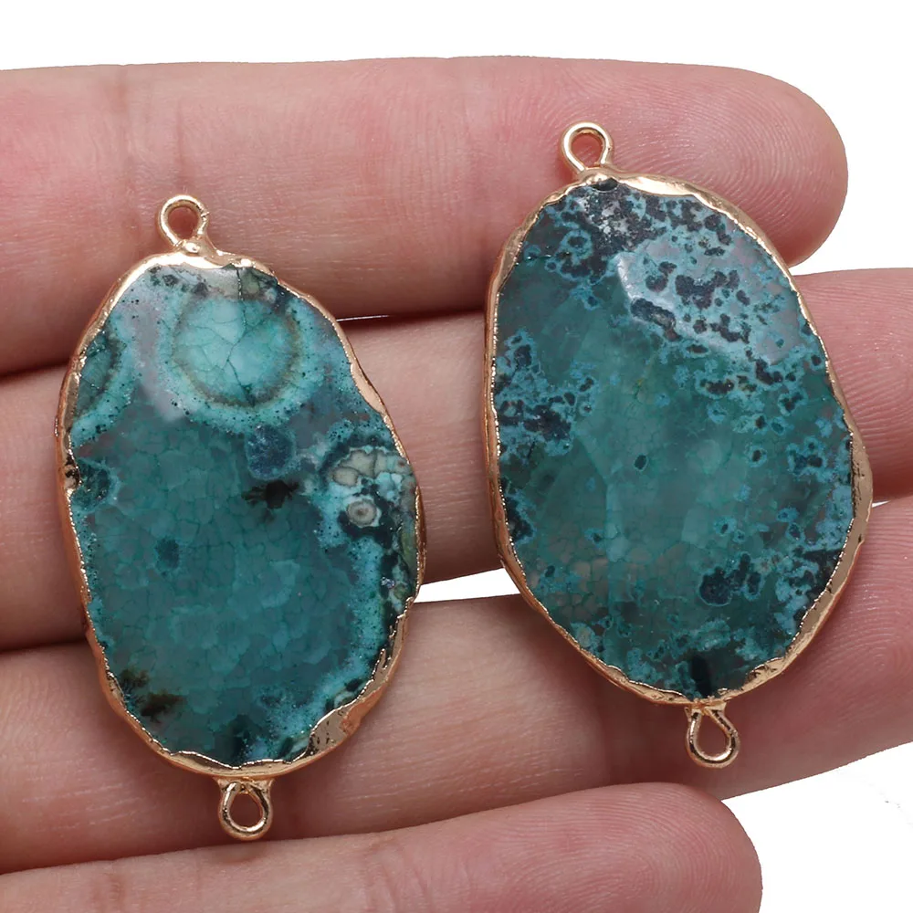 

Natural Stone Irregular shape Faceted Agate Pendant Double hole connector for jewelry making DIY necklace bracelet accessories