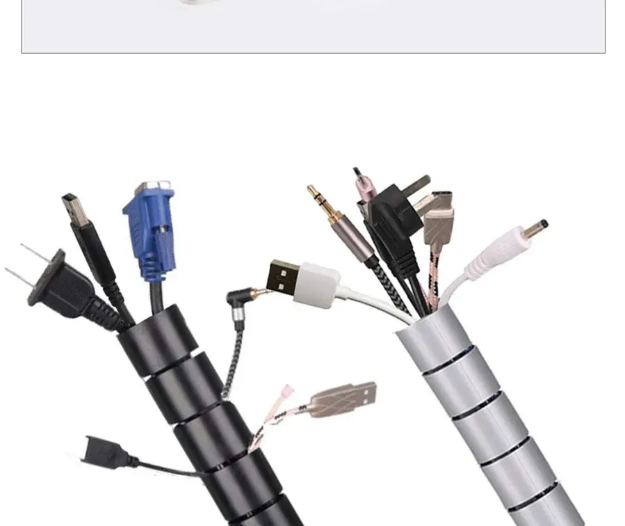 1,5 м USB кабель держатель Гибкая спиральная трубка кабельный организатор провода Обёрточная Бумага шнур протектор проволока из нержавеющей стали рулон труб устройство для сматывания шнура питания 16/22/28 мм