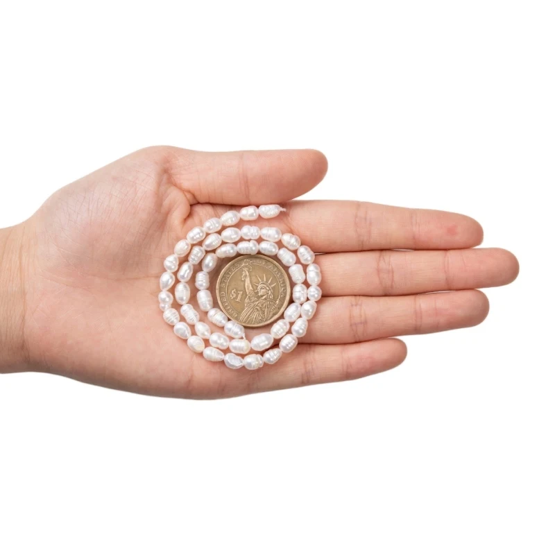 5 нитей натуральный пресноводный культувированный жемчуг бусины кремово белого