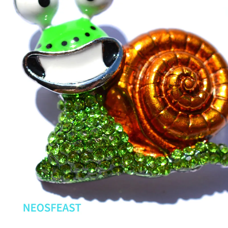 Милые эмалированные броши в виде улитки для женщин Стразы разноцветные женские