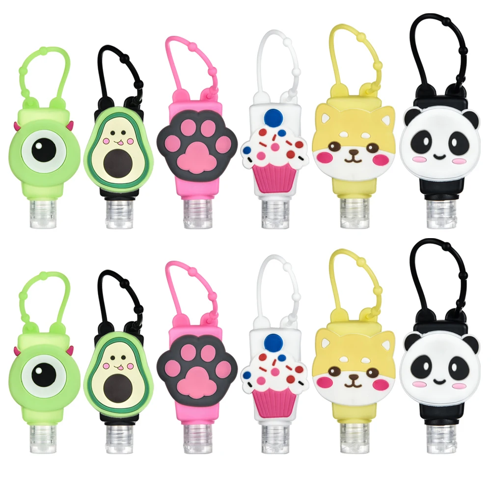 

6/12 pcs Cartoon Mini Hand Sanitizer Split Bottles Travel Portable Hand Gel Holder for Kids botella para gel desinfectante