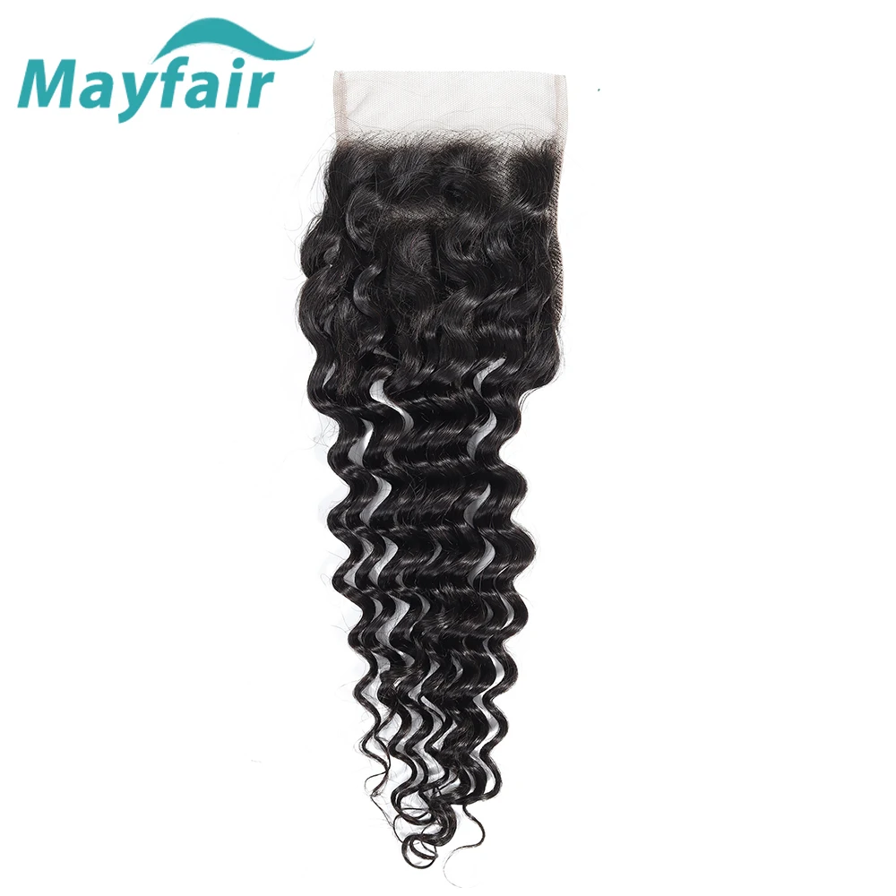 Перуанские пряди с глубокими волнами закрытием 3 Mayfair M не Реми 100% человеческие