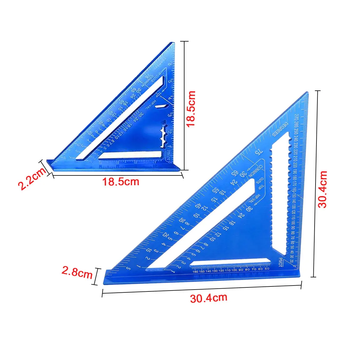 

7/12 inch Angle Ruler Metric Aluminum Alloy Triangular Measuring Ruler Woodwork Speed Square Triangle Angle Protractor