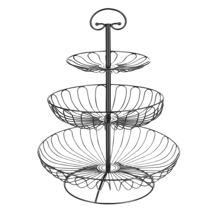 

3 Layer Fruit Plate Countertop Metal Fruit Basket Retro Style Tray Rack Storage Basket Household Detachable Cake Stand