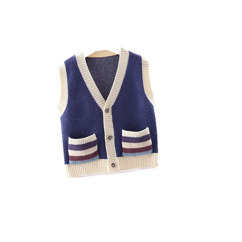 

2020 Autumn Knitted Pocket Cardigan Sweater Vest Baby Children Clothing Boys Girls Sweater Kids Wear Baby Clothes Winter 201 06