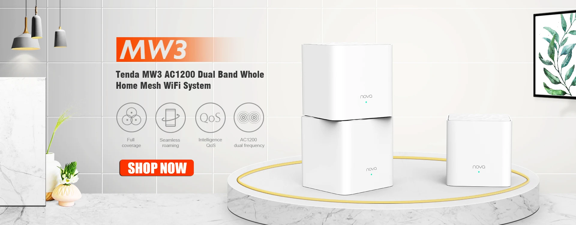 Tenda Nova Mesh MW3 беспроводной Wifi роутер двухдиапазонный AC1200 2,4G& 5G Wifi Systerm ретранслятор расширитель QOS Smart App дистанционное управление
