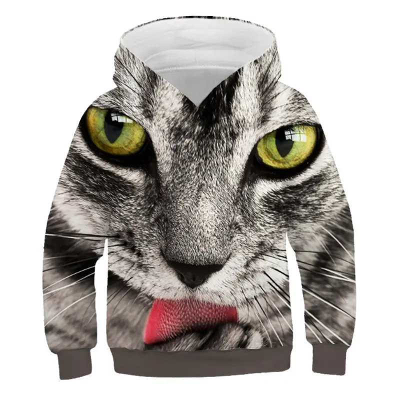 

2022 New 3D Digital Full Body Printing Cat Pattern Sweater Casual Boys and Girls Children's Clothing Hoodie Children's Jacket