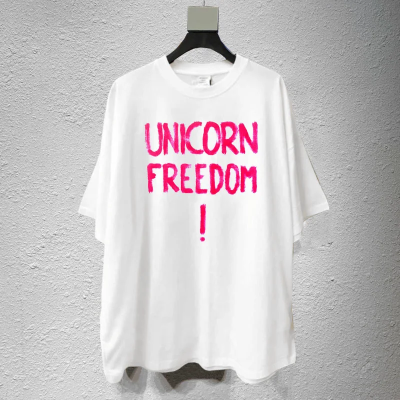 

French Street votements short sleeve T-shirt VTM wirtmont Unicorn free letter print loose t