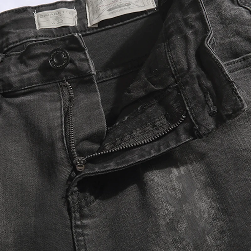 Autumn &amp Winter Gradual Black Gray Men's Classic Jeans Pants Slim Fit Stretch Trousers K813 | Мужская одежда