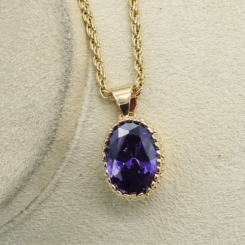 Натуральный фиолетовый кубический цирконий Свадебные Ювелирные наборы золотое