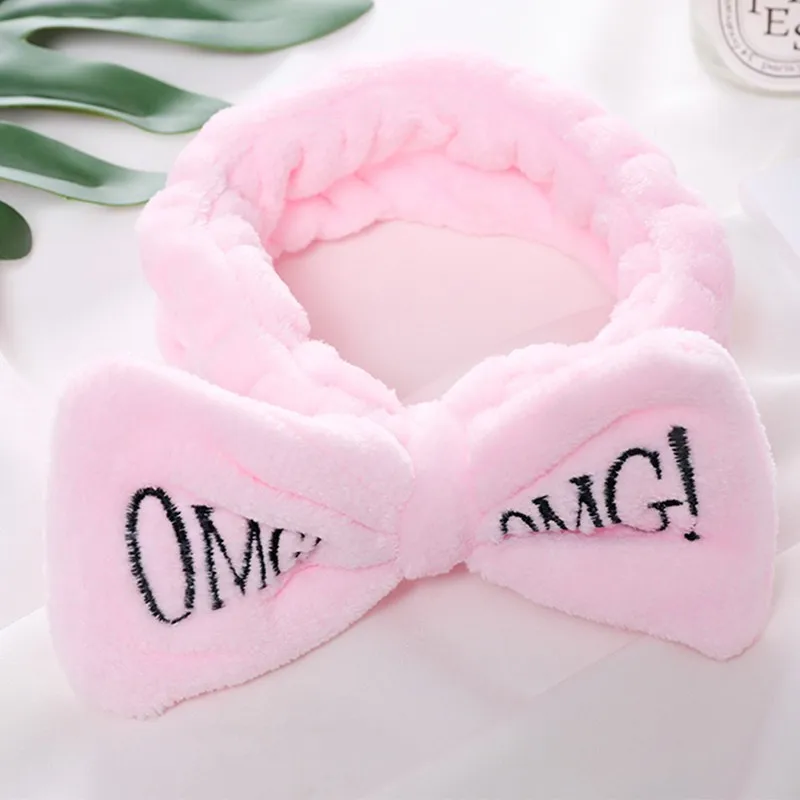 Письмо "OMG" коралловый флис мягкий бант повязки для женщин девочек милый держатель волос повязки для волос аксессуары для волос. w - Цвет: P