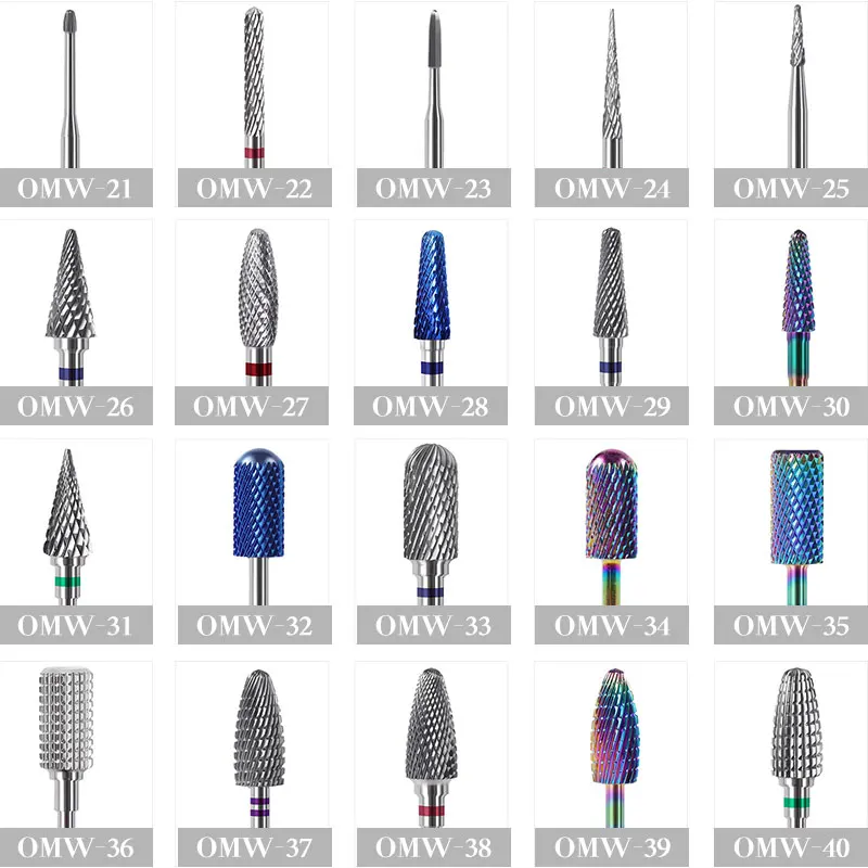 20 Types Tungsten Blue Rainbow Carbide Nail Drill Bit Electric Mills Cutter for Manicure Machine Files Accessories | Красота и