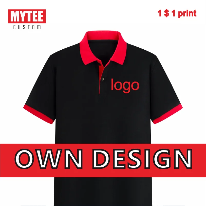 Мужская рубашка-поло MYTEE с логотипом на заказ вышивкой разноцветная лацканами