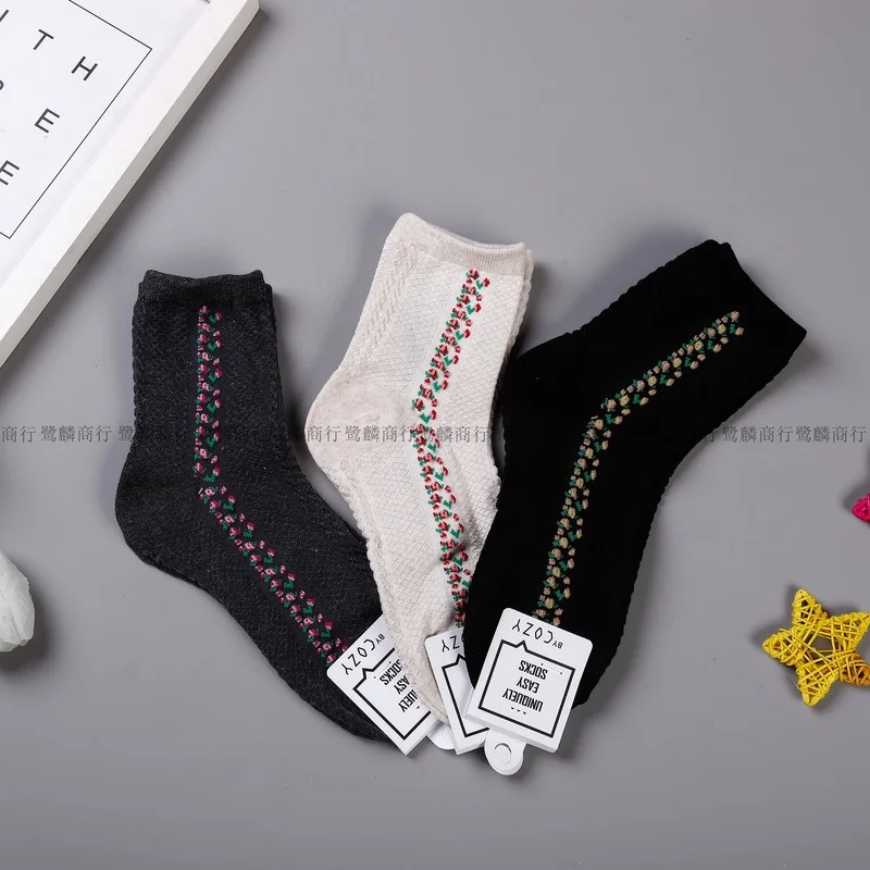 

Носки Женские однотонные с цветочным принтом, мягкие классические, с мультяшным принтом, для осени и зимы