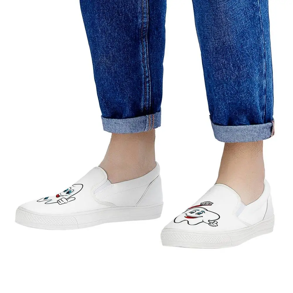 

Doginthehole Women Vulcanize Shoes Cute Cartoon Tooth Pattern Fashion Trainers 2020 Casual Shoes White Women's Flat Sneakers
