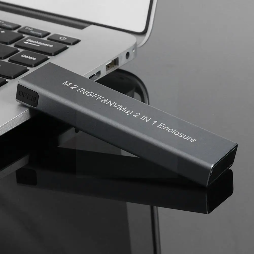 

New Aluminum Alloy M.2 Sata Nvme To Usb 3.1 Hard Drive Support Hard Enclosure Protocol Support Nvme+uasp Disk Sata High-spe T2q5