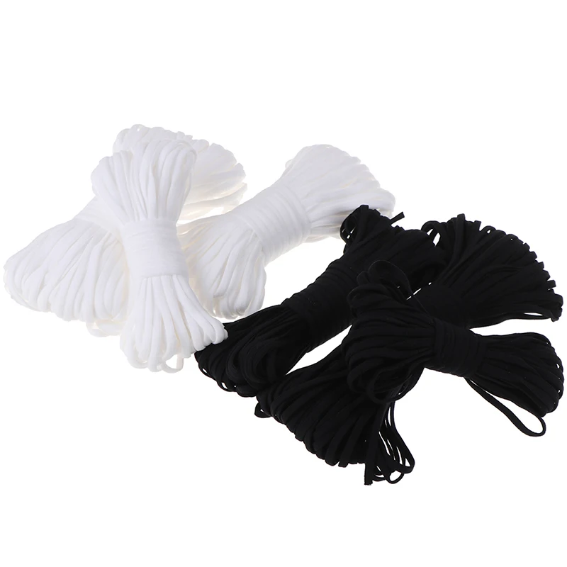

10/20/30 Meters 5MM Bands Elastic Rope Sewing Accessoires White Black Thin Round Elastic