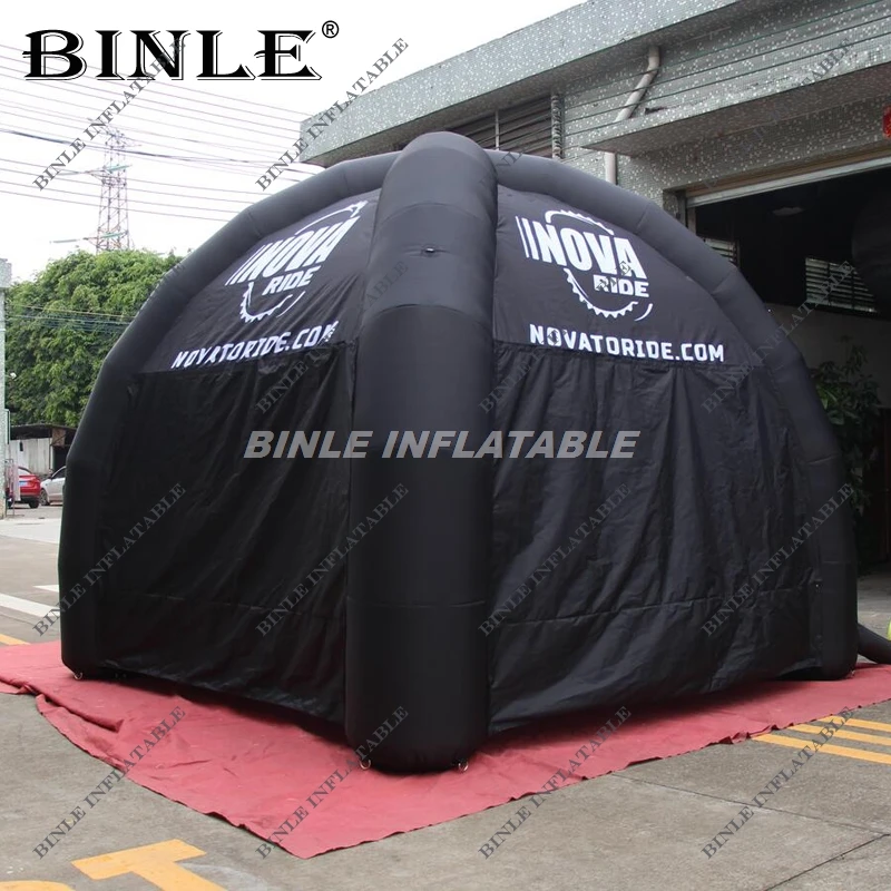 Маленький черный надувной купол 4x4 м палатка-паук с съемными боковыми панелями