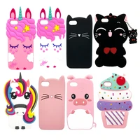 cute 3d silicone soft phone case for iphone 5 s se cartoon case for iphone5 5s black pink cat unicorn bear piglet back cover