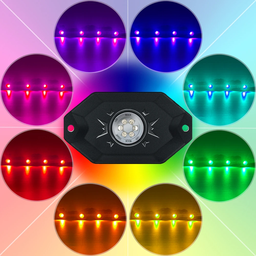 Новый под автомобильный светильник 4 накладки 9W RGB led рок с Bluetooth Управление для Jeep