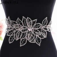 janevini 2020 hyperbolic beaded bridal belt silver rhinestone crystal diamond wedding dress belts sashes bride women accessories