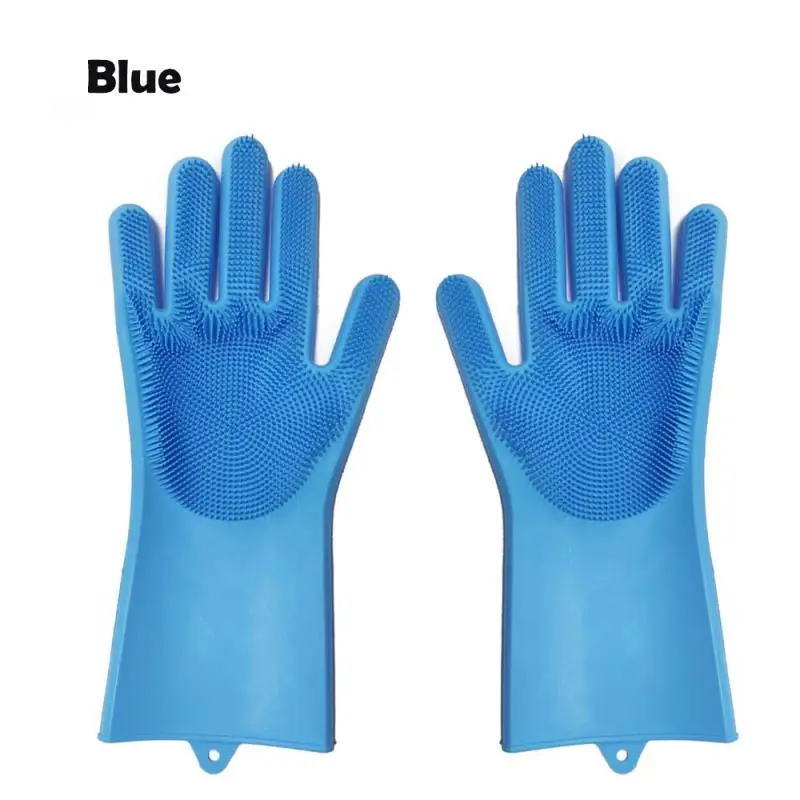 blue 1 пара перчатки для мытья посуды кухонные силиконовые перчатки для чистки Волшебные силиконовые перчатки для мытья посуды щетка для домашнего хозяйства перчатки - Цвет: blue