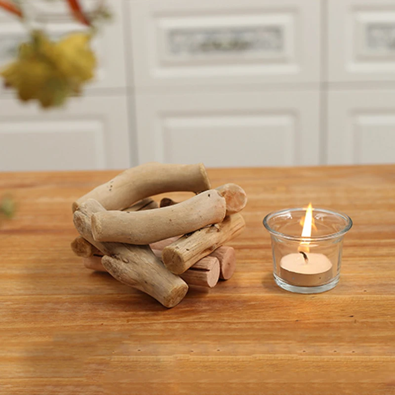 

Candlesticks Candle Holders Wooden Driftwood Candlestick Glass Creatives Decoration For Home Ornament BENL889