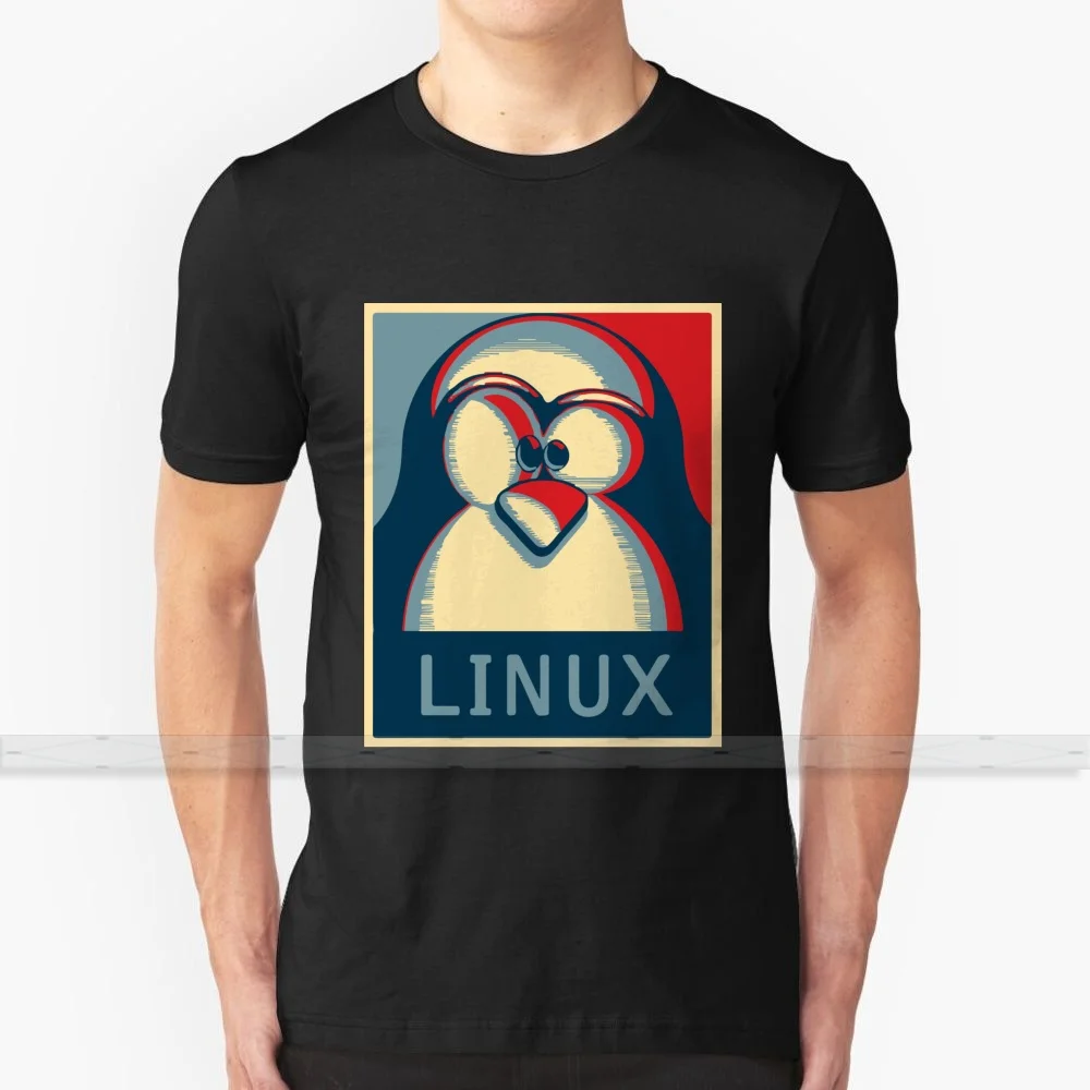 Linux Tux Пингвин Обама постер логотип Футболка мужская 3D печать летний топ Круглый