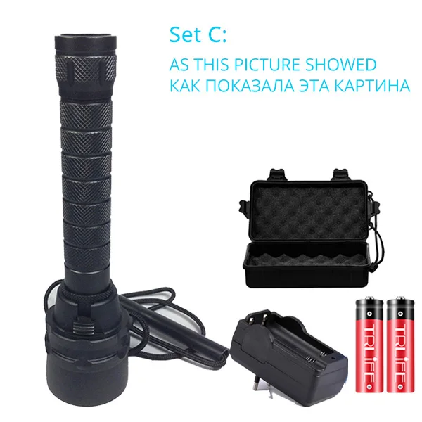 Full Box Set LMS 200 профессиональный фонарь для дайвинга 5* L2 фонарь для подводного плавания м подводный водонепроницаемый тактический светодиодный фонарь - Испускаемый цвет: Full Box Set