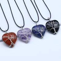 2021 new natural exquisite lovely elegant peach heart love winding tree of life pendant necklace party gift 30x30mm