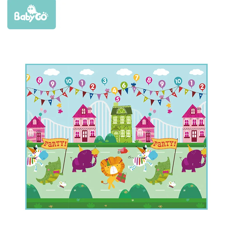 Детский коврик для ползания BabyGo развивающий мат с животными и обезьянами игровой