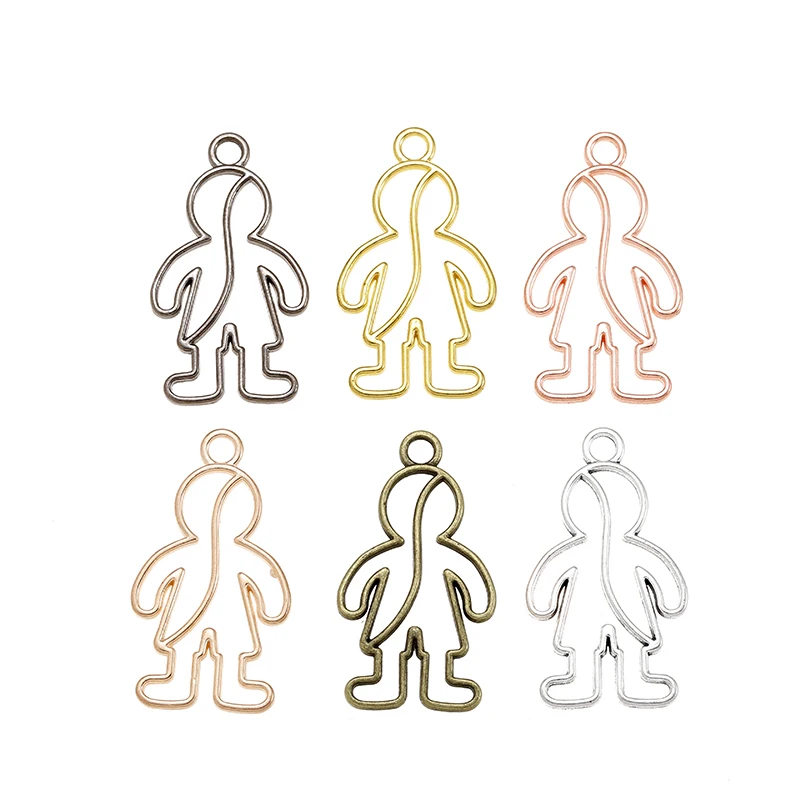 

YuenZ 10 pcs SIX Color Hollow boy Alloy Metal Charms Pendant DIY for Bracelet Necklace Jewelry Making Supplies