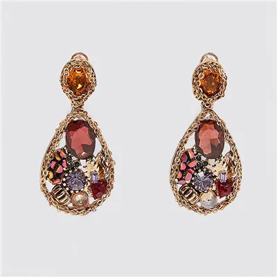 JURAN ZA, новая мода, геометрические висячие серьги с кристаллами,, Boho, ручной работы, висячие серьги для женщин, ювелирное изделие, подарок - Окраска металла: 52924-MT