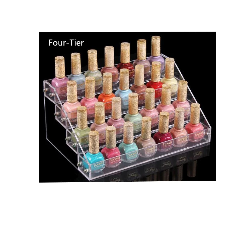 4 Tiers Makeup Cosmetic Display Stand Clear Acrylic Organizer Mac Lipstick Jewelry Display Holder Lipstick Nail Polish Rack