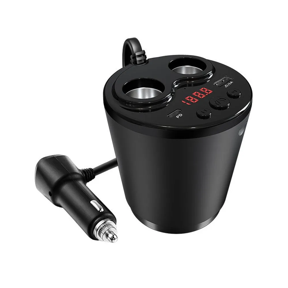 

Car FM Transmitter Bluetooth 100W BT 5.0 12-24V MP3 Player Cup Style Dual Cigar Lighter With Remote Car Interior Accessories