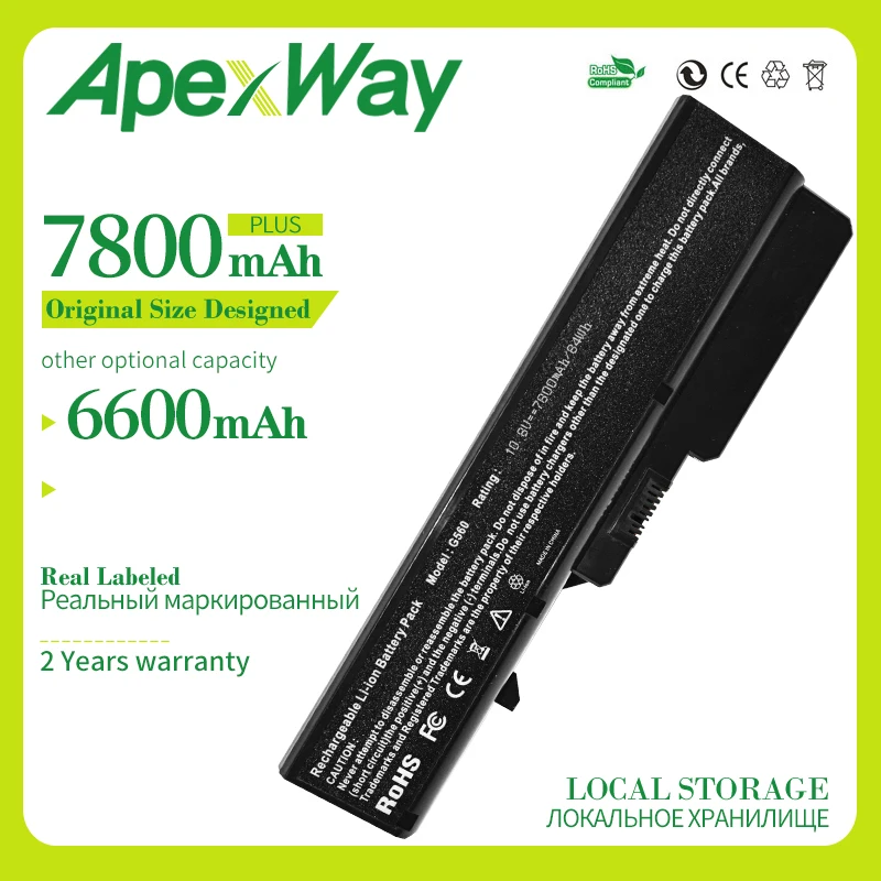 Аккумулятор Apexway для ноутбука 6600 мАч 9 ячеек Lenovo IdeaPad G465 G470 G475 G560 G565 G570 b570 G780 G770 V360 V370