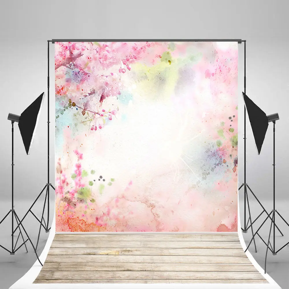 

Photography Backdrop Prop Pink Flower Wall Wood Floor Background Cloth for Photo Studio Photophone Print Chritmas Wedding Decor