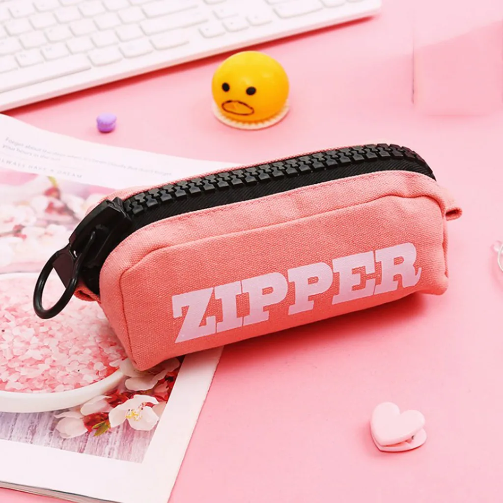 Zipper Pen Bag Large Capacity Simple Canvas Pencil Case Pencil Case Pencil Bag Storage Plumier Scolaire Rangement