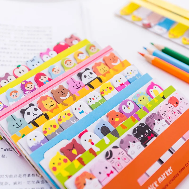 Kawaii Post-it Милая записка бумажная творческая Закладка животное самоклеящаяся бумага для заметок школьные принадлежности наклейки для детей студенческие подарки - изображение