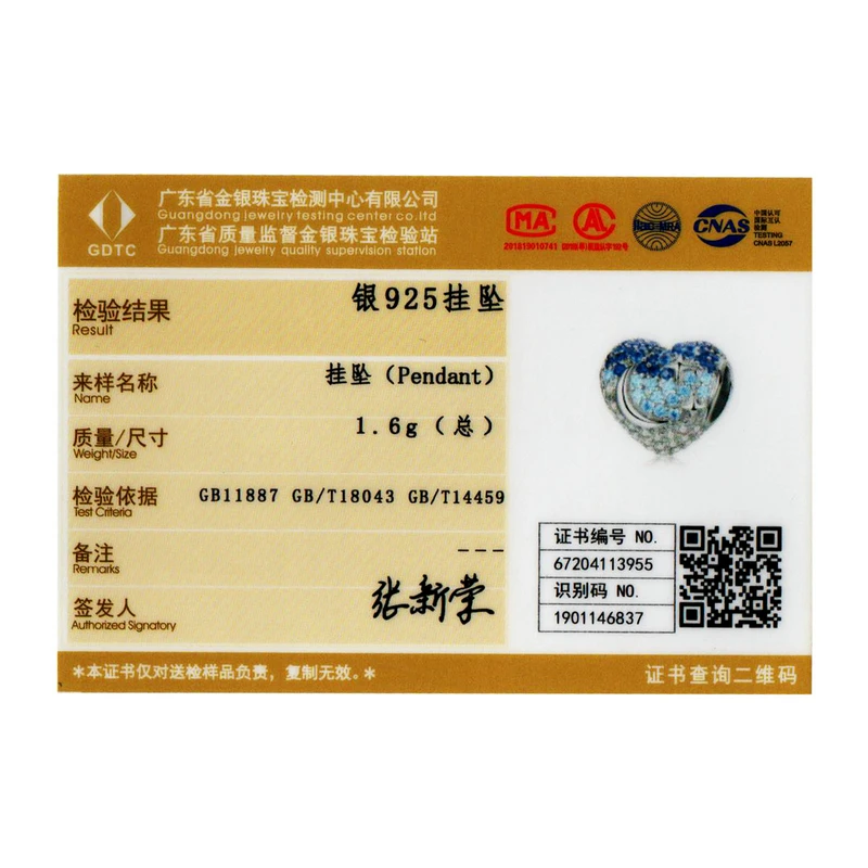 WOSTU ослепительные Подвески в виде голубого сердца из стерлингового серебра 925